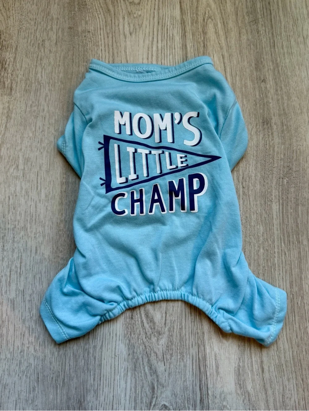 Mom's Little Champ - Light Blue & White - Dog / Small Pet Onesie - size XS